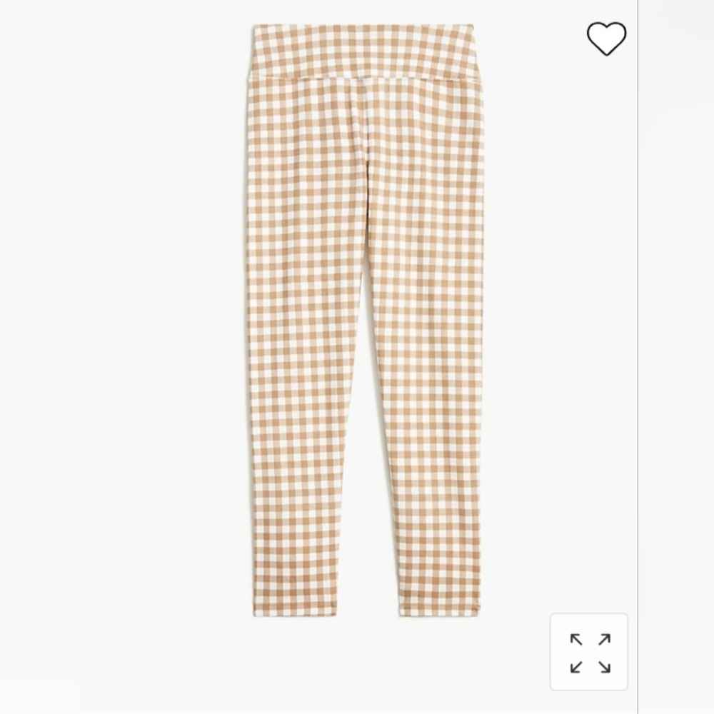 J.crew Women's Printed Cropped Everyday Leggings Size Small Gingham Tan